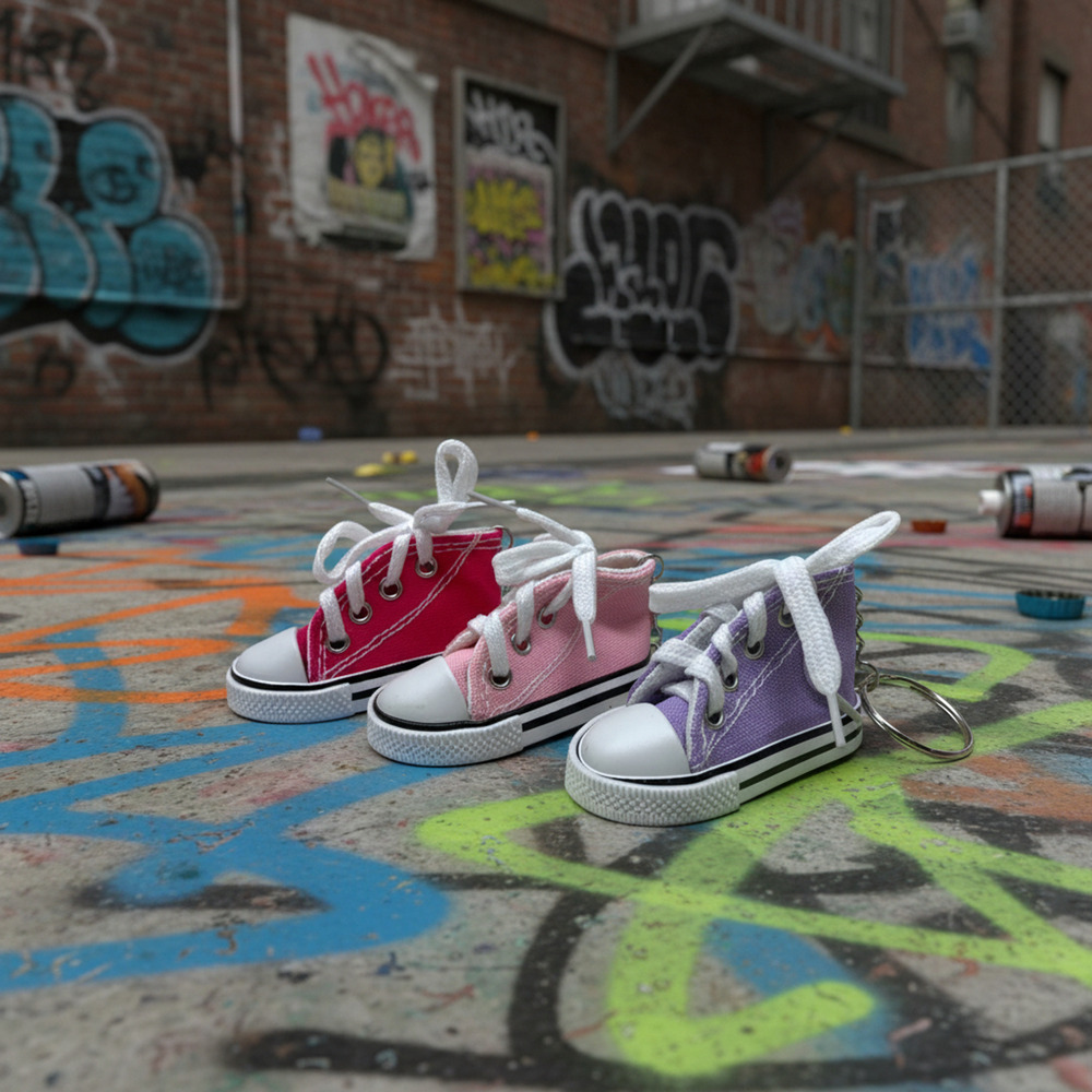 NEW Lot 3 x Converse All Star Chuck Taylor Style Key Chains Pink Red Lavender